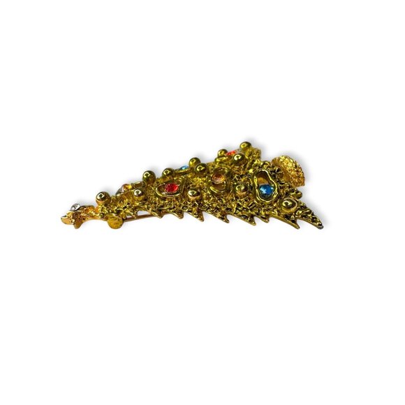 Vintage ART Mode Art Arthur Pepper Christmas Tree Brooch Gold Tone 2.09" - Picture 6 of 9